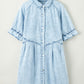 Beau Blue Mineral Wash Ruffled Short Sleeve Buttoned Denim Dress