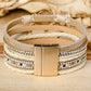 Beige Bohemian Heart Rhinestone Magnetic Buckle Bracelet