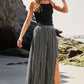 Black Printed Striped Printed Slit Wide Leg High Waist Pants