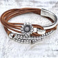 Brown Daisy Beading Alloy Multilayer Bracelet