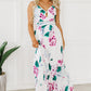 White Floral Twist Cutout Adjustable Straps Maxi Dress