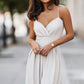 Beige Spaghetti Straps Pleated High Waist Wide Leg Jumpsuit