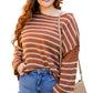 Brown Stripe Drop Shoulder Casual Sweater