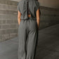 Medium Grey Cap Sleeve Open Back Drawstring Jogger Jumpsuit