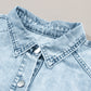 Beau Blue Mineral Wash Ruffled Short Sleeve Buttoned Denim Dress