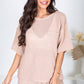 Apricot Pink Waffle Knit Short Sleeve Tee and Shorts Lounge Set