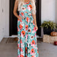 Sky Blue Boho Print Sleeveless High Waist Long Floral Dress