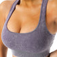 Purple Racerback Ribbed Knit Yoga Bra