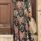 Black Floral Print V Neck Wrap High Waist Maxi Dress