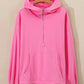 Bonbon Solid Kangaroo Pocket Half Zipper Oversized Hoodie