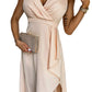 Apricot Surplice V Neck Frill Midi Dress with Slit