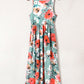 Sky Blue Boho Print Sleeveless High Waist Long Floral Dress