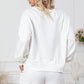 White PUMPKIN Flocking Graphic Pullover Sweatshirt and Shorts Set