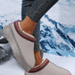 Gray Contrast Print Suede Plush Lined Snow Boots