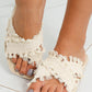 Beige Tassel Woven Crossed Straps Flat Slippers