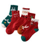 Fiery Red 5 Pairs Festive Merry Christmas Cartoon Print Socks