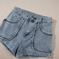 Dusk Blue Studded Acid Wash Jean Shorts