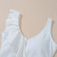 White Asymmetric Ruffle Trim Tie Waist One Piece Swimsuit