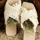 Beige Tassel Woven Crossed Straps Flat Slippers