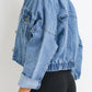 Sky Blue Medium Wash Chunky Cropped Denim Jacket