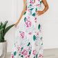 White Floral Twist Cutout Adjustable Straps Maxi Dress