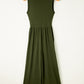 Moss Green Sleeveless V Neck Ruched Wide Leg Jumpsuit