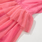 Strawberry Pink Gauze Ruffle Tiered Knotted Halter Dress