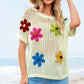 White Crochet Flower Hollow-out Sweater T Shirt