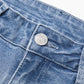 Beau Blue Vintage Stitching Raw Hem Flared Jeans