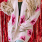 Floral Print Pocketed Open Front Cardigan