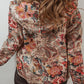 Beige Vintage Paisley Floral Printed Sherpa Lined Hooded Jacket