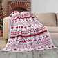 White Christmas Reindeer Snowflake Printed Sherpa Blanket