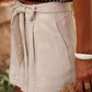 Parchment Tie Waist Casual Linen Shorts