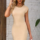 Khaki Ribbed Knit Round Neck Raglan Dress