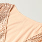 Apricot Wrapped V-neck Sequin Dress