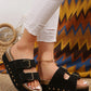 Black Suede Buckle Decor Footbed Sandal Slippers