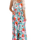 Sky Blue Boho Print Sleeveless High Waist Long Floral Dress