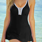 Black Strappy V Neck Side Split One-piece Swimdress