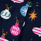 Navy Blue Colorful Christmas Lights Print Shirt and Pants Pajama Set