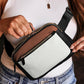 White Leather Colorblock Zipped Removable Clip Crossbody Bag