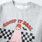 Light Grey Creep It Real Ghost Print Plus Size Sweatshirt