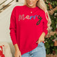 Fiery Red Tinsel Merry Letter Drop Shoulder Baggy Sweater