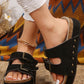 Black Suede Buckle Decor Footbed Sandal Slippers