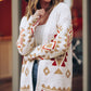 White Aztec Pattern Open Knitted Cardigan