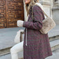 Pink Plaid Lapel Collar One Button Midi Coat