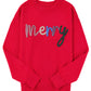 Fiery Red Tinsel Merry Letter Drop Shoulder Baggy Sweater