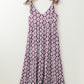 Purple Western Geometric Print Knotted Straps V Neck Long Dress